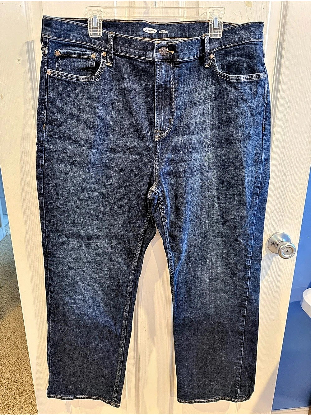Old Navy Men’s Loose Built-In Flex Straight Jeans Blue 40 x 30